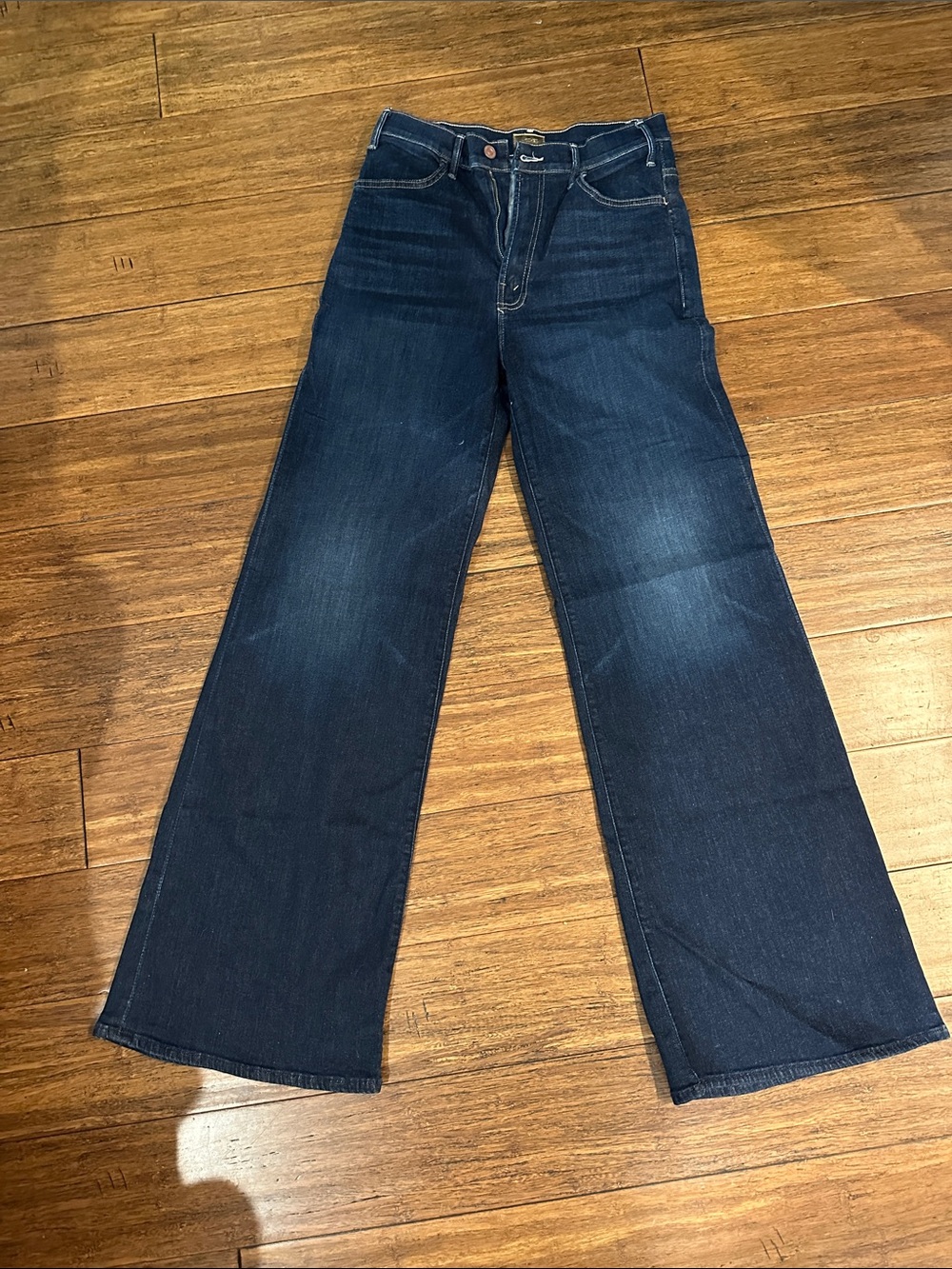 MOTHER Dark Blue Wide-Leg High-Rise Jeans